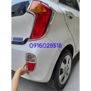 Bộ ốp viền đèn gầm sau kia morning 2012 2013 2014 2015 xi mạ crom, ốp viền đèn sương mù