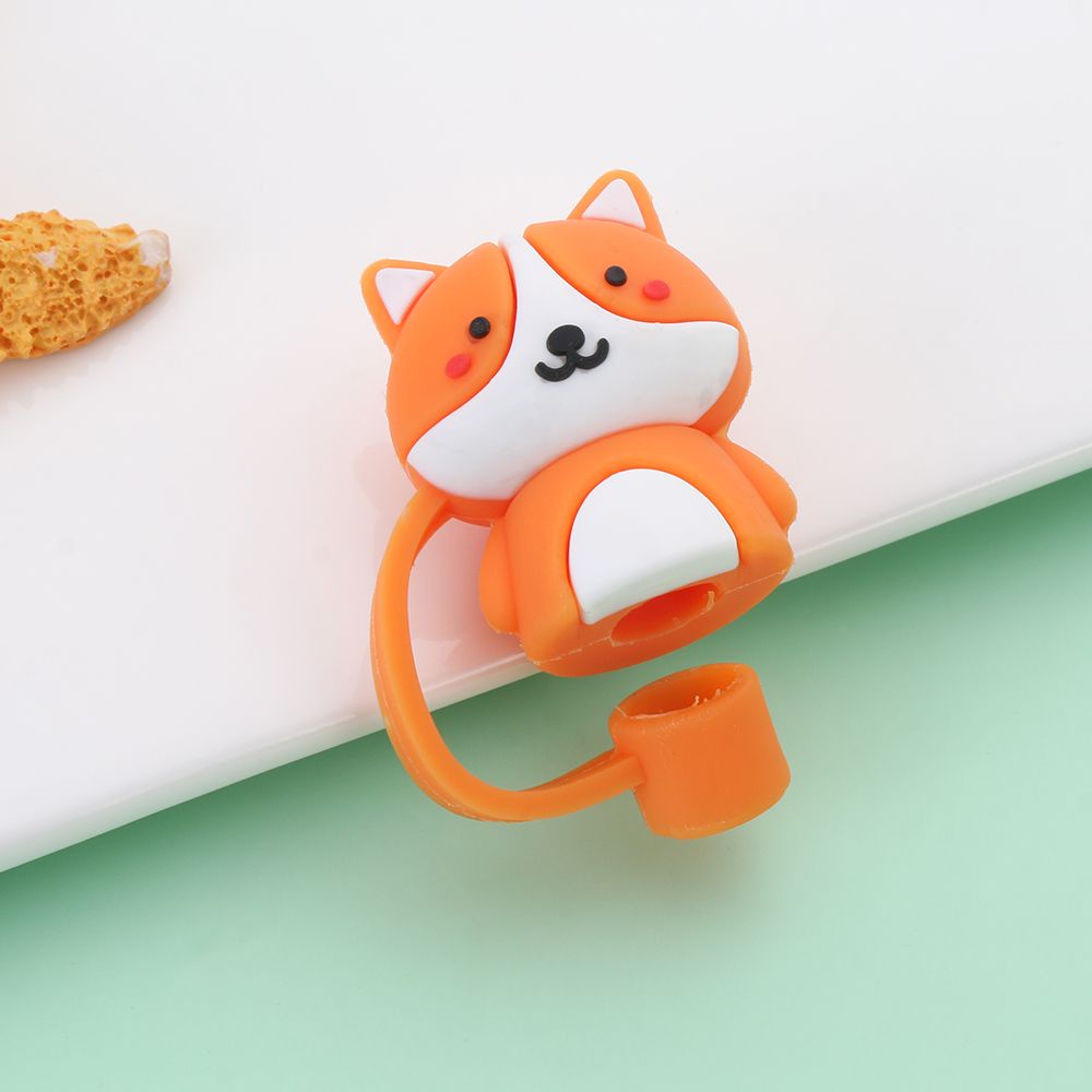1 Nắp Đậy Ống Hút Bằng Silicone Chống Bụi Thiết Kế Hoạt Hình Dễ Thương Tái Sử Dụng Được