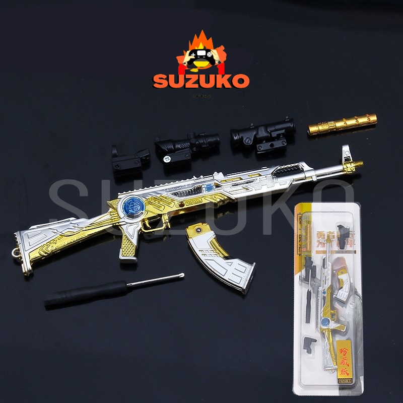 Mô hình AKM pubg kim loại lắp ráp mini nhiều skin độc đáo đồ chơi lắp ghép tặng kèm kệ đỡ trưng bày