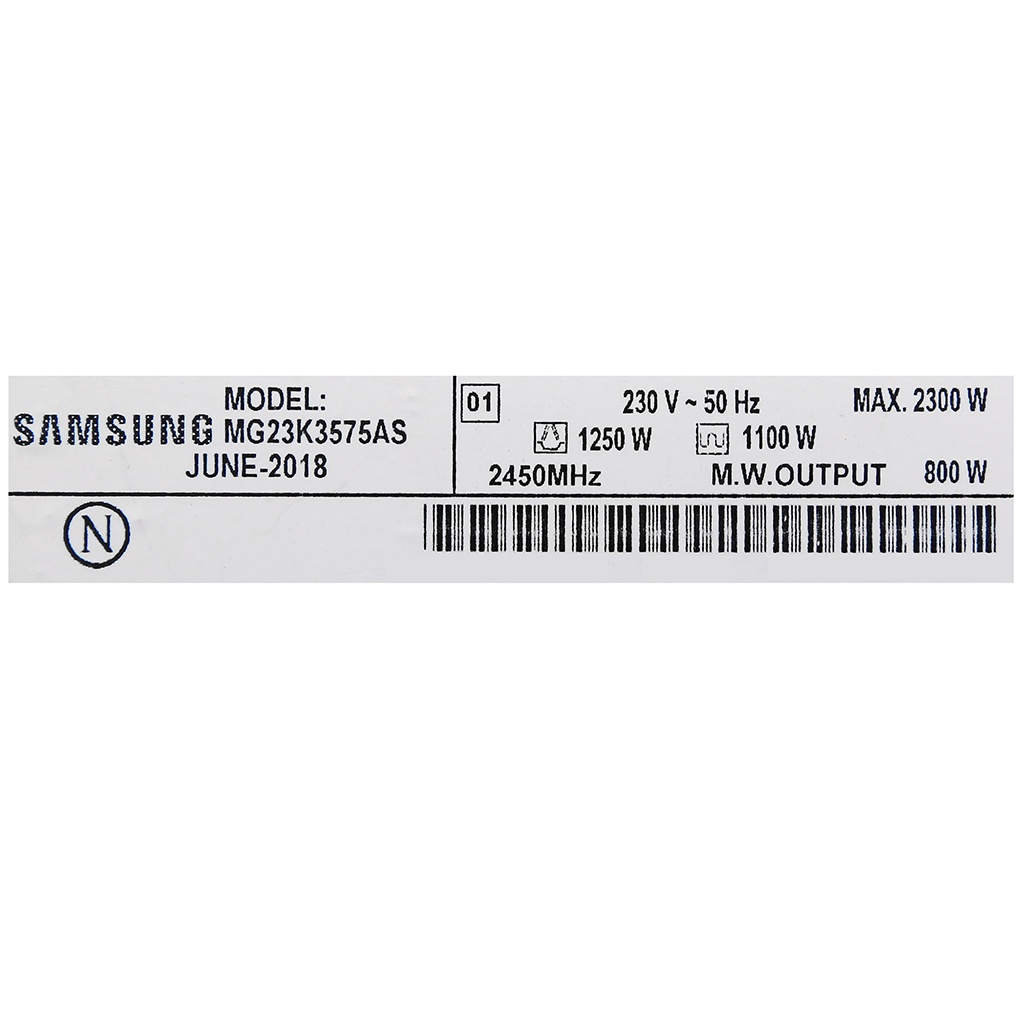 [Mã ELHADEV giảm 4% đơn 300K] Lò vi sóng có nướng Samsung MG23K3575AS/SV-N 23 lít 800 W - Chính hãng BH 2 năm