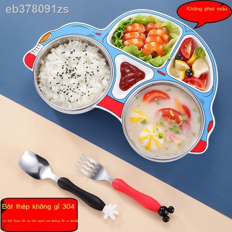 ↂBé chia bộ phim hoạt hình đĩa ăn nhà trẻ em bằng thép không gỉ 304 bát mẫu giáo dễ thương chống rơi đồ