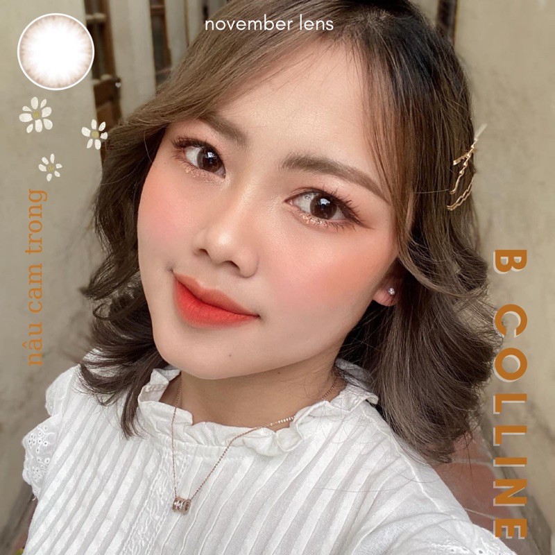 Kính áp tròng màu nâu cam trong B Colline Brown Hàn Quốc