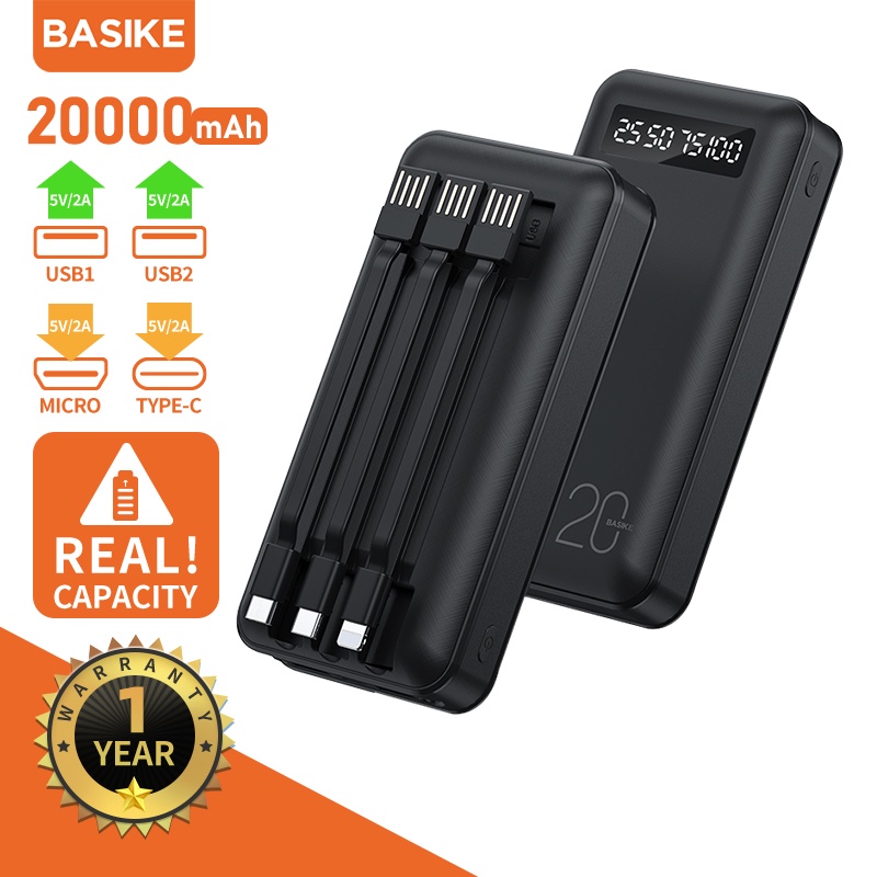 Sạc Dự Phòng 10000mAh 20000mAh BASIKE tích hợp màn hình Led Dung Lượng - BẢO HÀNH 12 THÁNG