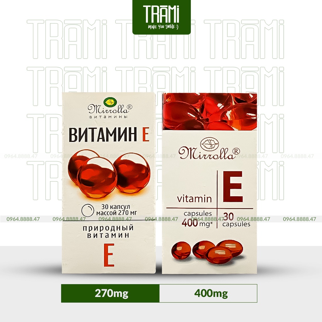 [CHÍNH HÃNG] Vitamin E Đỏ Nga Mirrolla, 270mg Và 400mg, Giúp Làn Da Khỏe Mịn Màng, Trắng Sáng, Căng Bóng