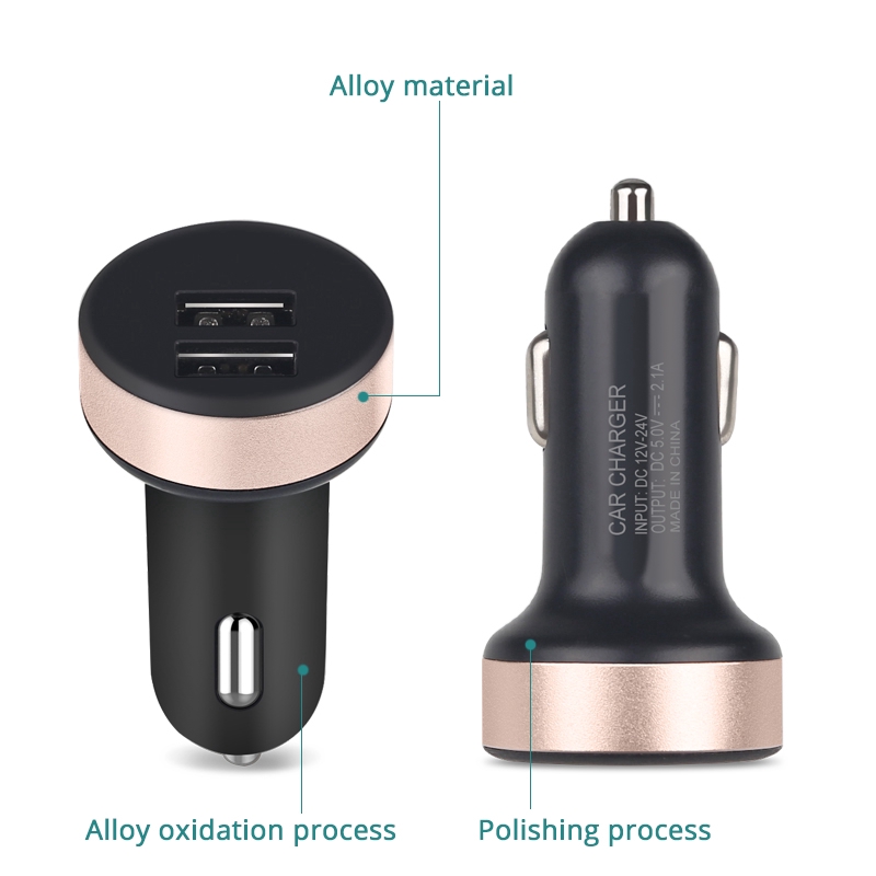 Sạc điện thoại trên xe hơi 5V 2.1A 2 cổng USB màn hình hiển thị LCD