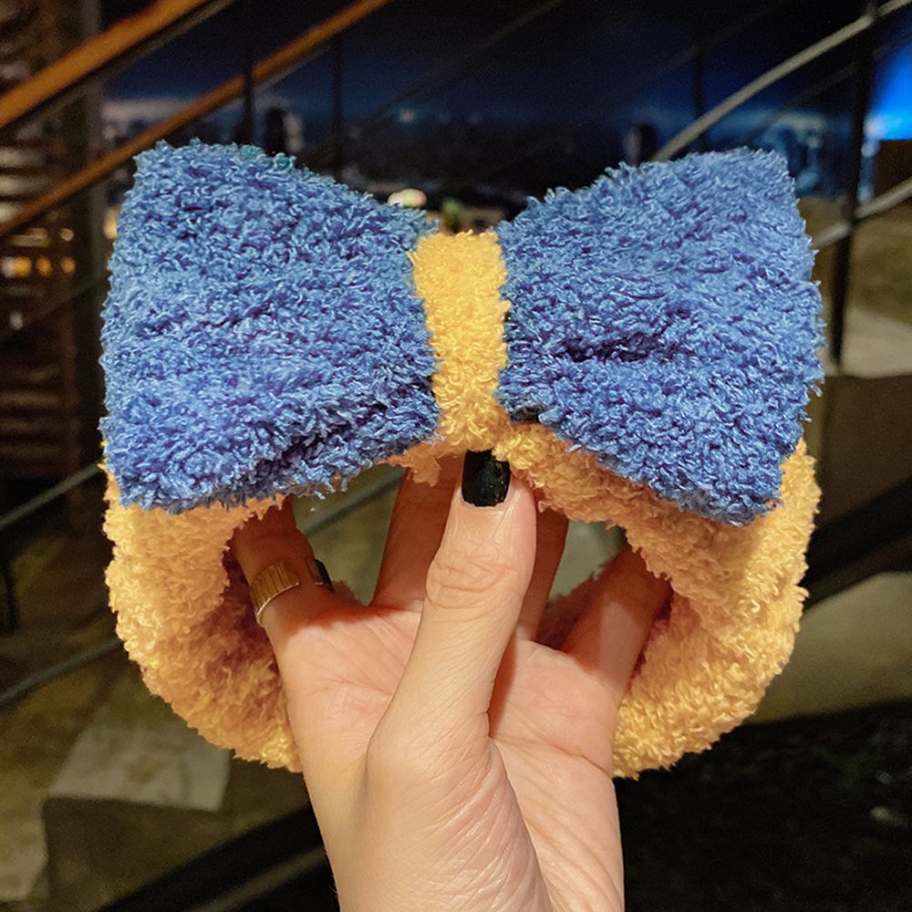 Băng đô vải lông co giãn chống trượt thiết kế đáng yêu hỗ trợ rửa mặt phong cách Hàn Quốc dành cho nữ