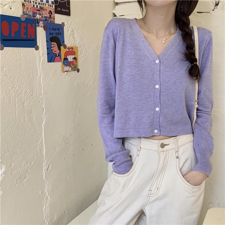 Áo Khoác Cardigan Dài Tay Vải Mỏng Thời Trang Mùa Hè Hàn Quốc