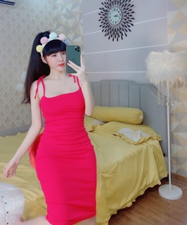 [HÌNH_THẬT] Đầm body dài 2s cột nơ vai