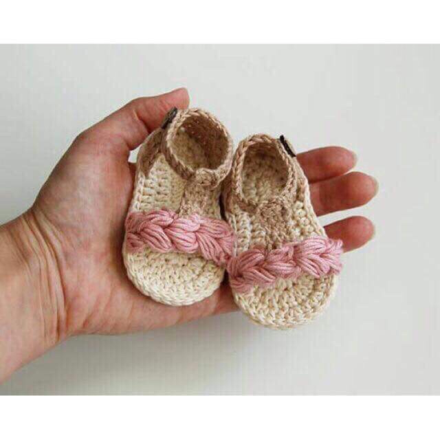 Giày len quai ngang hồng