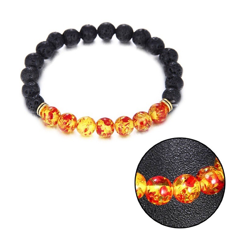 Chuỗi vòng tay đá tự nhiên màu hổ phách cá tính dành cho nam và nữ