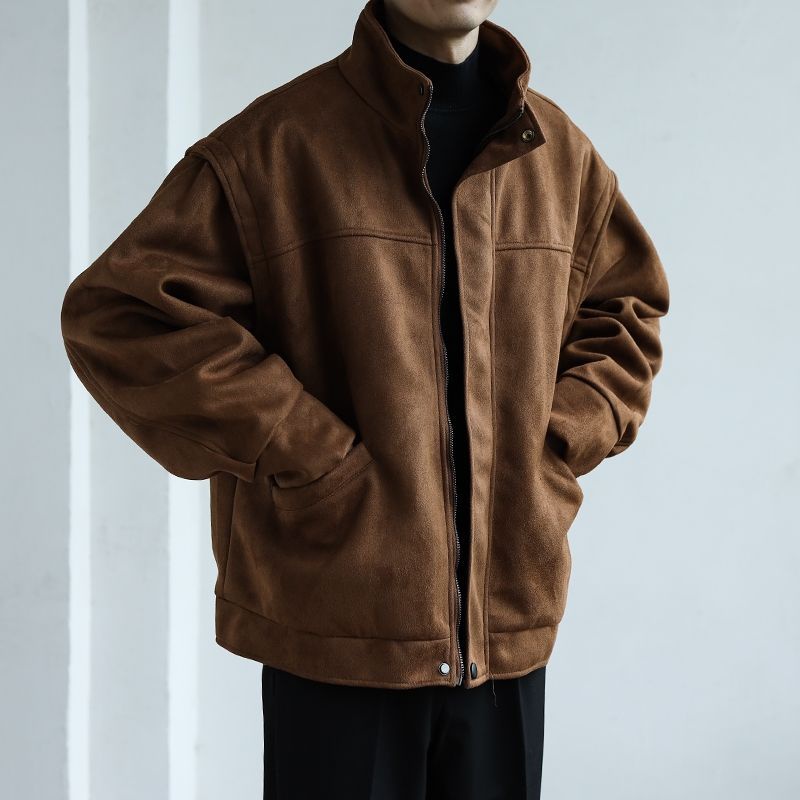 Áo Khoác Bóng Chày Da Lộn Thời Trang Thu Đông Mới Cho Nam