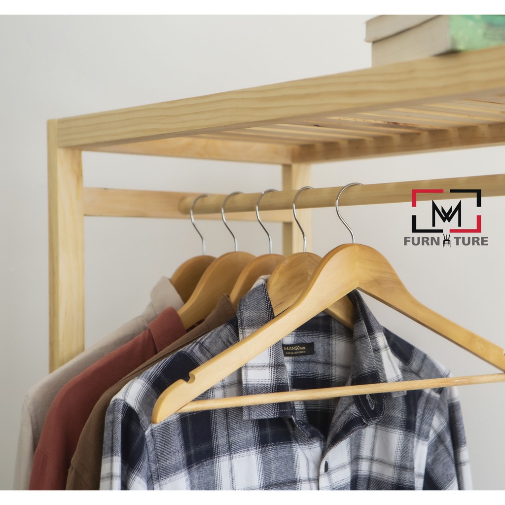 Tủ treo quần áo lắp ráp hàn quốc màu gỗ thương hiệu MW FURNITURE - Shelf hanger - Nội thất căn hộ