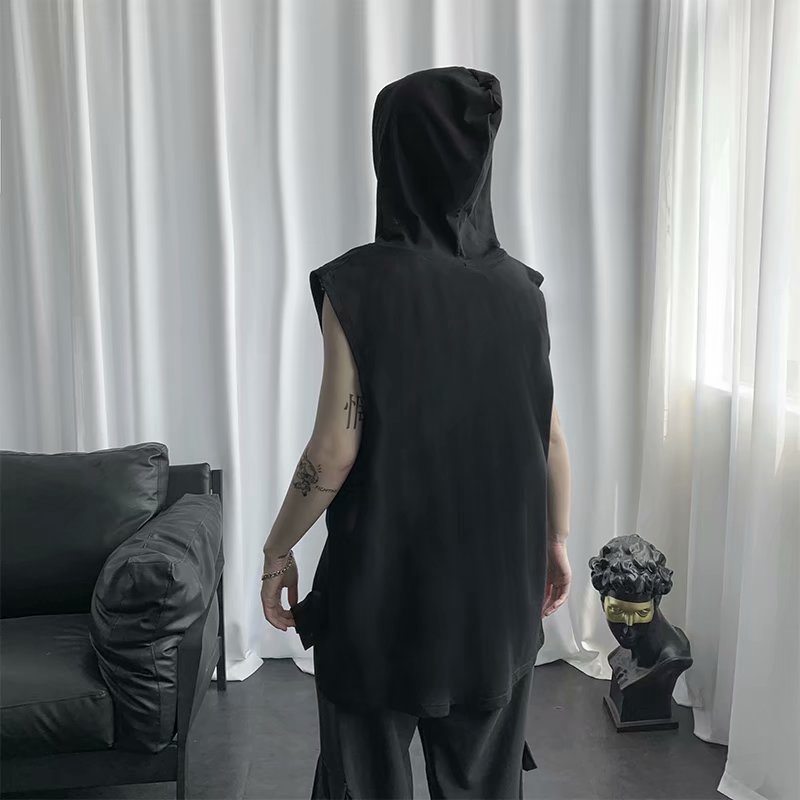 Áo hoodie sát nách dáng rộng kiểu Hàn Quốc cá tính cho nam