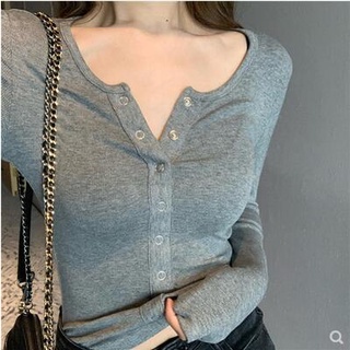 Áo Croptop Tay Dài Màu Sắc Đơn Giản Cho Nữ