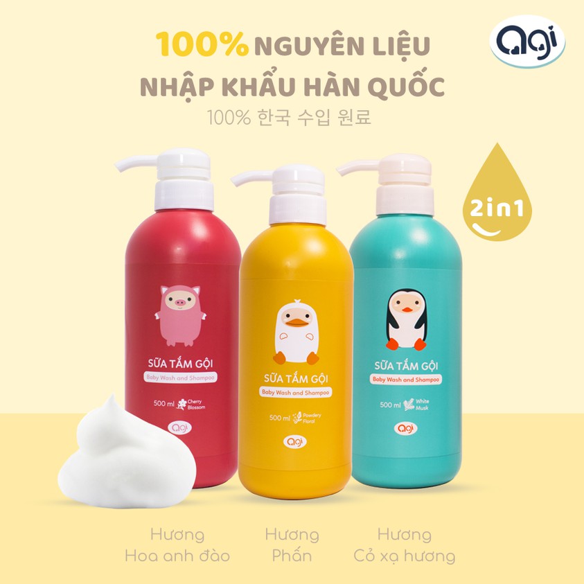 Sữa tắm gội agi 500ml hương thơm dịu nhẹ