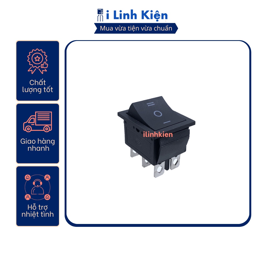 Công tắc bập bênh KCD4 15A/250V 6 chân 3 chế độ 25x31mm không đèn