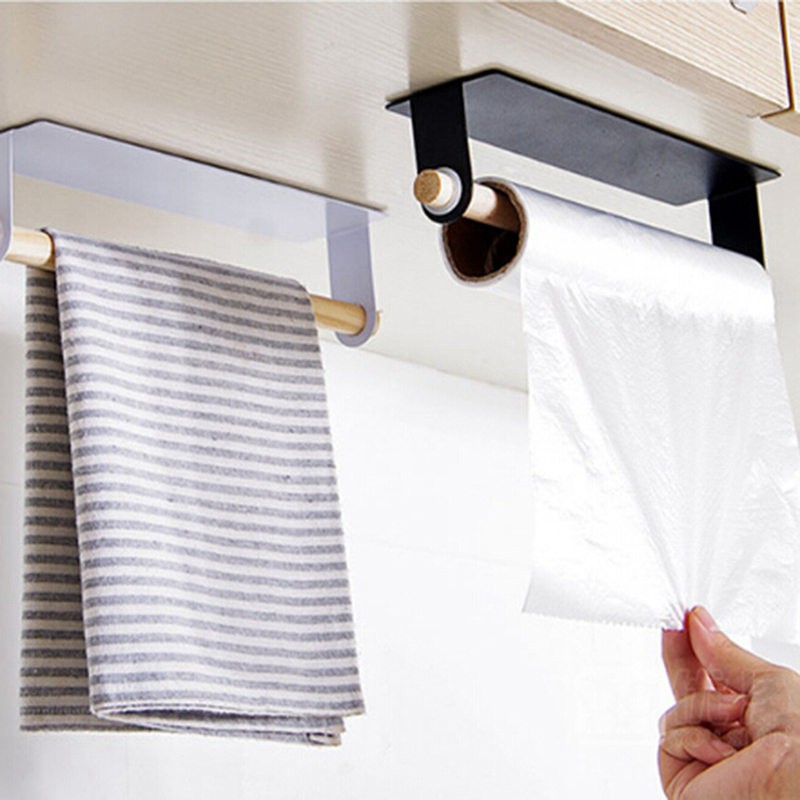 Metal Wall Hanging Holder Wood Towel Shelf Toilet Paper Holder White#HAVN