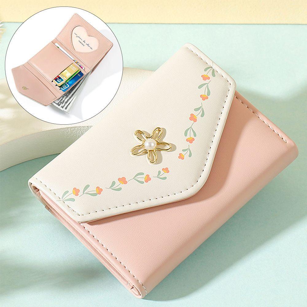 Ví Da PU Dáng Ngắn In Họa Tiết Hoa Xinh Xắn