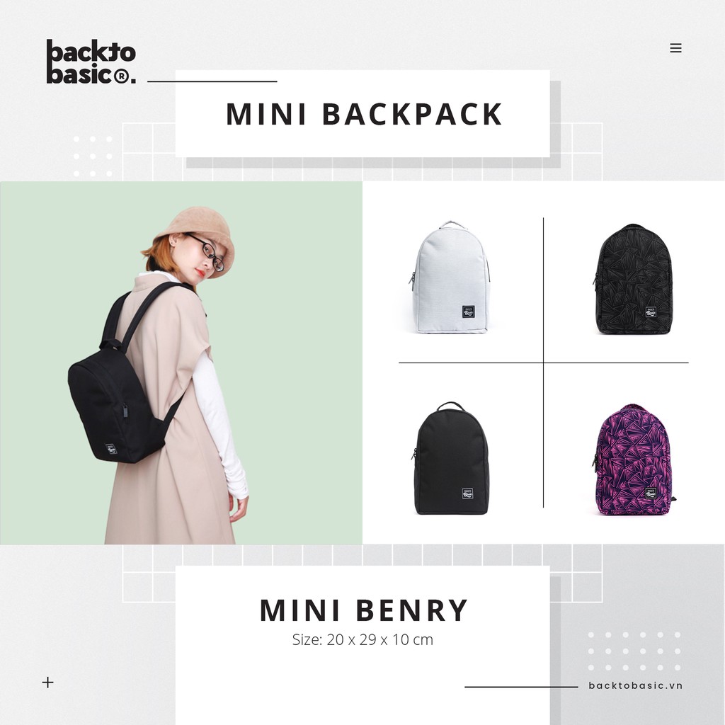 Balo mini thời trang Back To Basic - MINI BENRY chống thấm tốt, nhiều ngăn