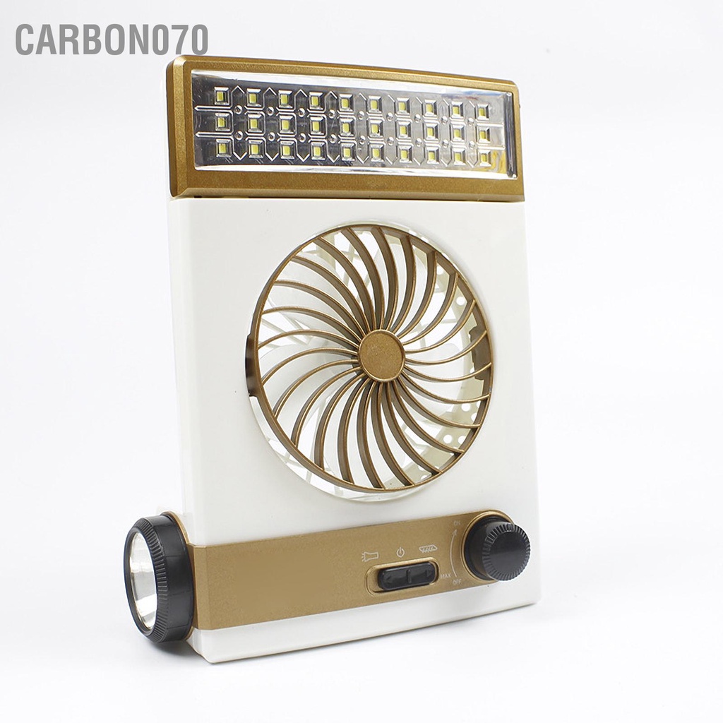 Carbon070 Quạt chạy bằng năng lượng mặt trời với đèn pin LED ánh sáng Đèn siêu im lặng bàn nhỏ cho cắm trại dã ngoại ngoài Ký túc xá