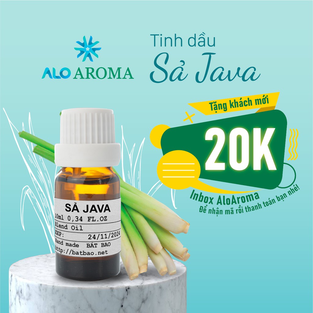 Tinh Dầu Sả Java Thiên Nhiên giảm stress, đuổi côn trùng Citronella Essential Oil AloAroma