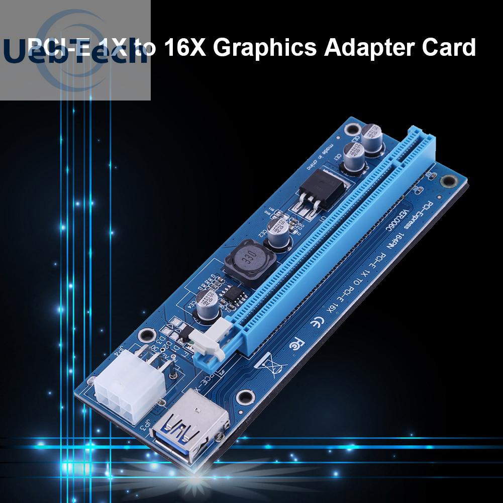 Uebtech PCI-E Express 16X Riser Board with PCIe 6-Pin Power Port for BTC Mining