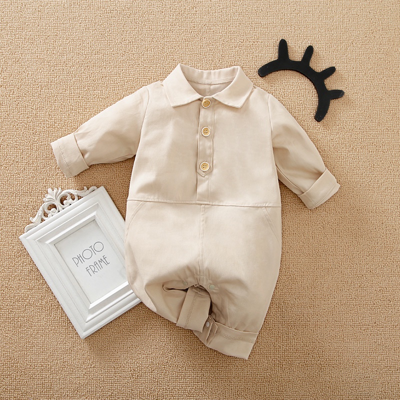 Bộ áo liền quần tay dài chất liệu cotton thoáng khí thời trang cho bé trai