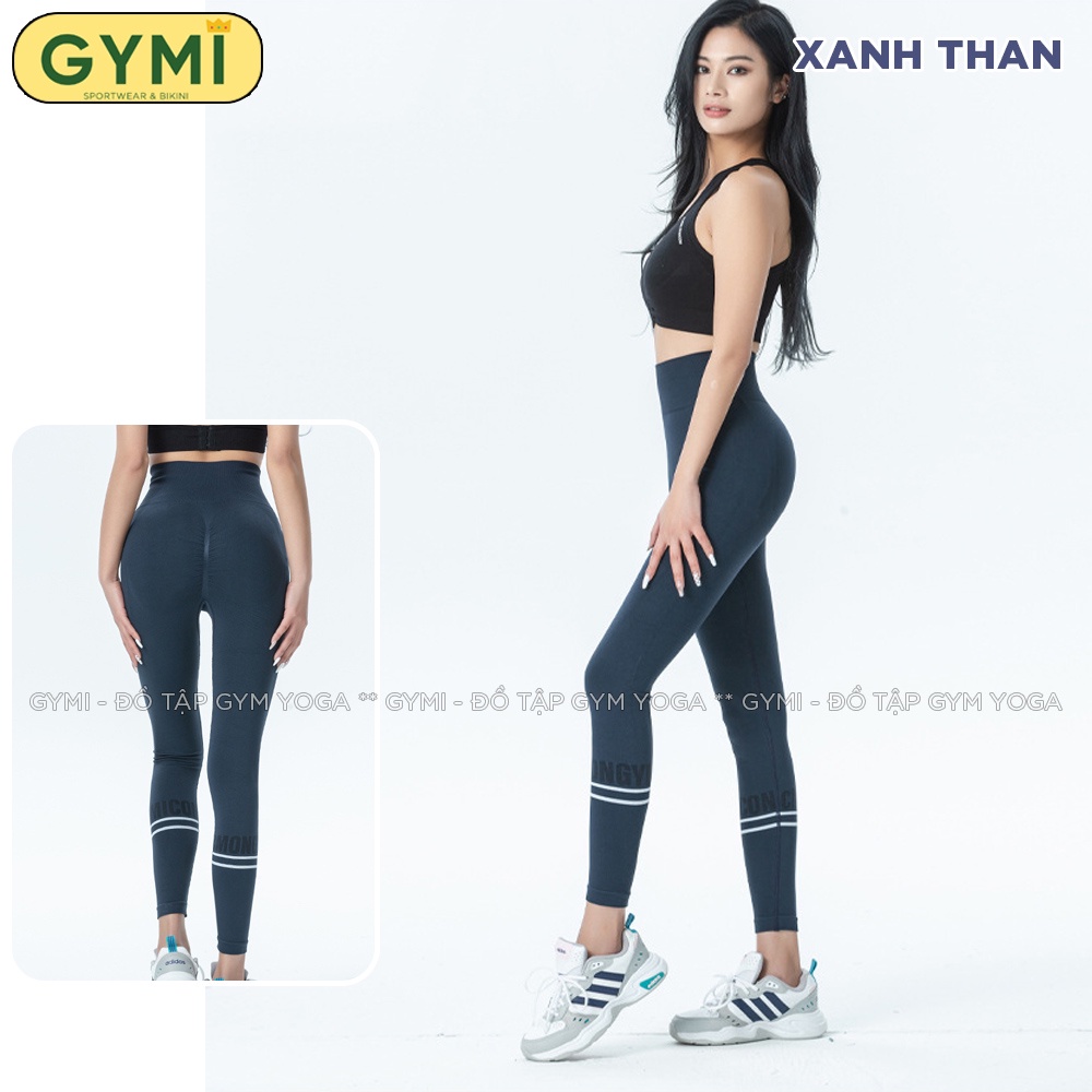 Quần tập gym yoga nữ chun mông GYMI QD48 dáng legging thể thao chất dệt co giãn cạp cao nâng mông