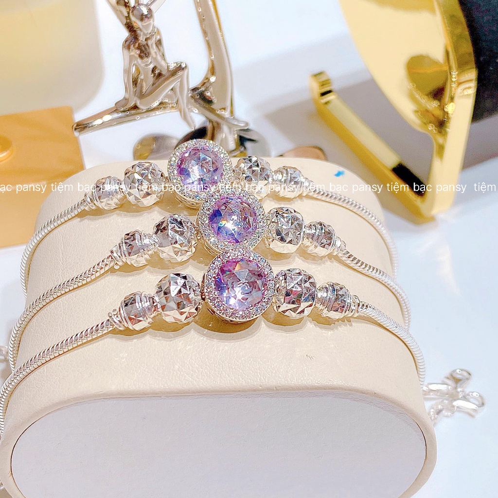 Vòng lắc bạc nữ mix charm cao cấp PANSY - Lắc tay nữ bằng bạc ta thật sang chảnh