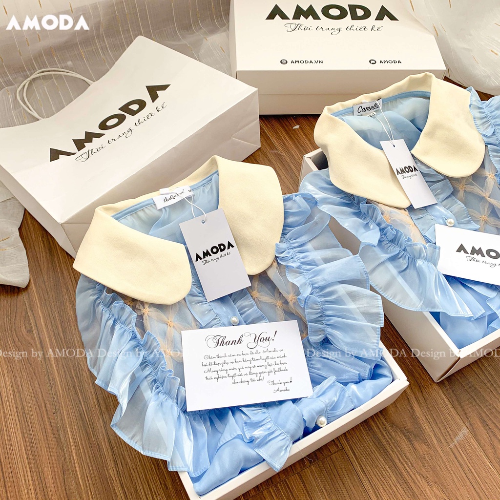 Áo  sơ mi   tiểu  thư dễ thương thiết kế cao cấp AMODA va002
