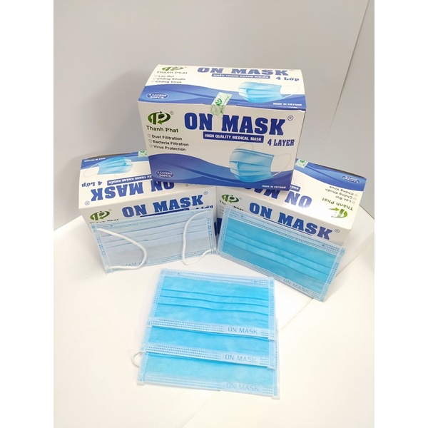 Khẩu trang y tế ON MASK 4 lớp kháng khuẩn chính hãng hộp 50c