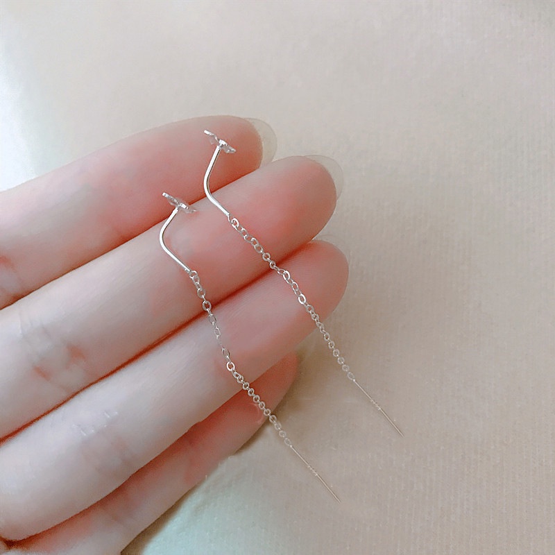 1 Đôi Bông Tai S925 Dáng Dài Mặt Hình Vuông Họa Tiết Bướm Thời Trang Cho Nữ