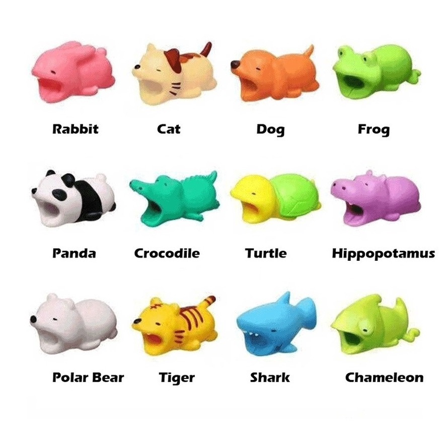 Vỏ Bọc Bảo Vệ Dây Cáp Sạc USB Hình Thú Hoạt Hình Dễ Thương Cho iPhone Samsung Huawei Oppo