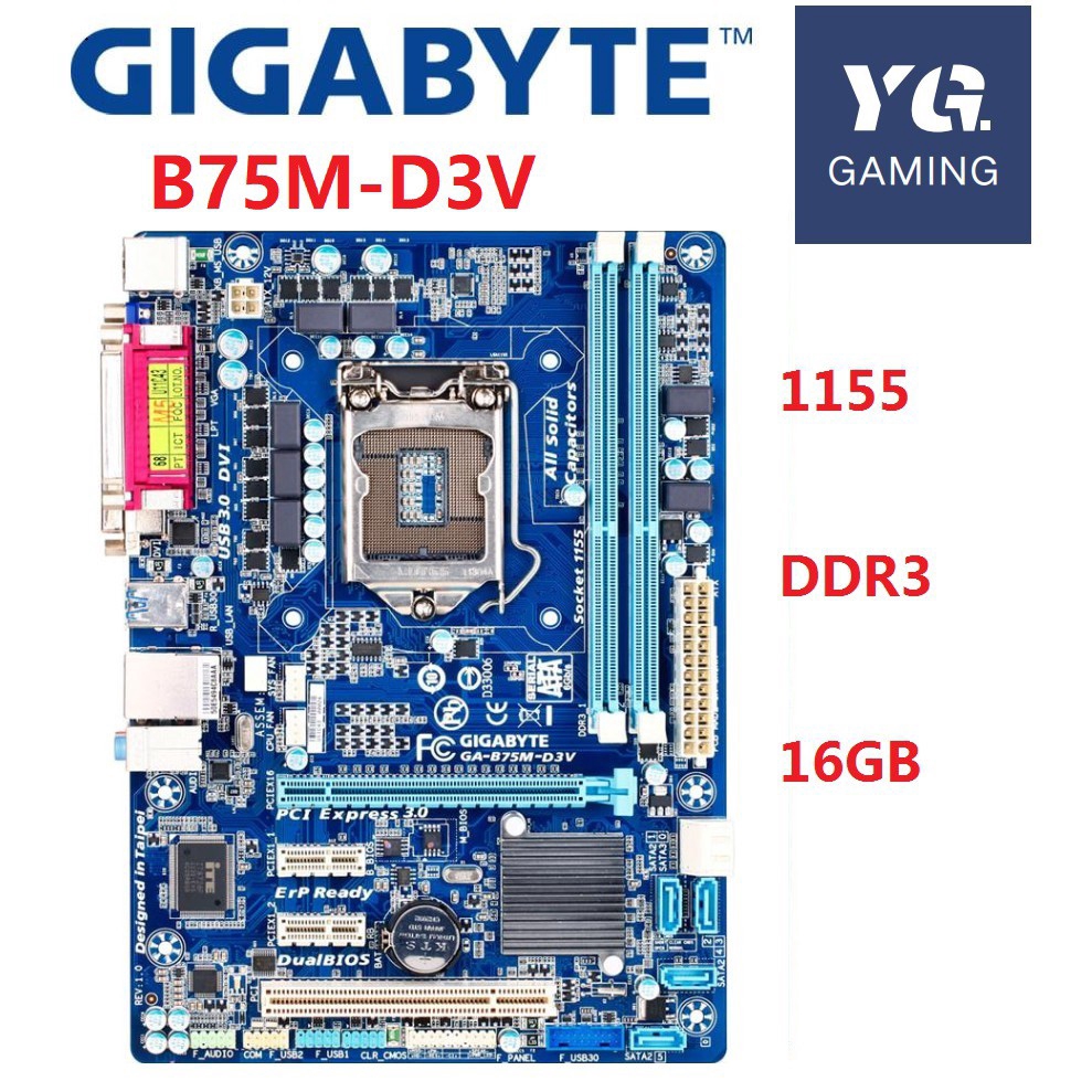 Bo mạch chủ máy tính để bàn GIGABYTE GA-B75M-D3V Ổ cắm B75 LGA 1155 DDR3 16G M-ATX Bo mạch chủ đã qu
