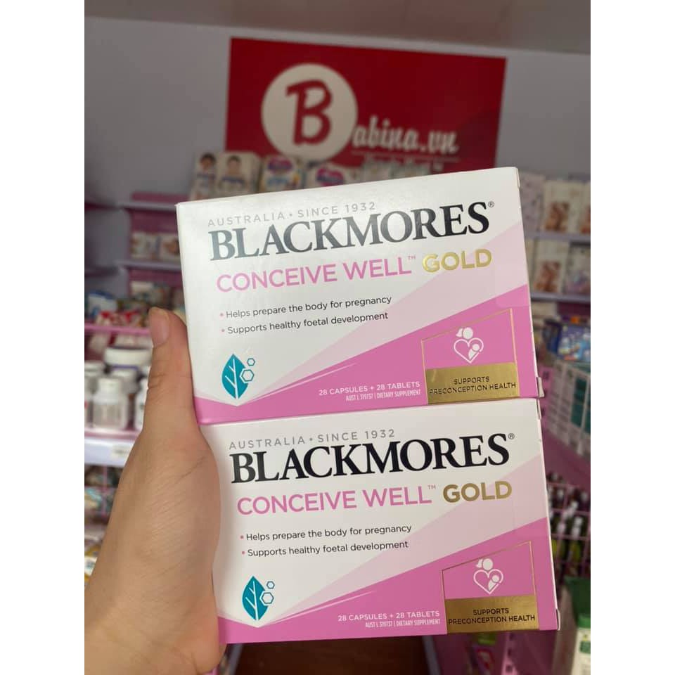 Bổ Trứng Tăng Khả Năng Thụ Thai Blackmore Conceive well gold của Úc 56 viên (đủ bill)