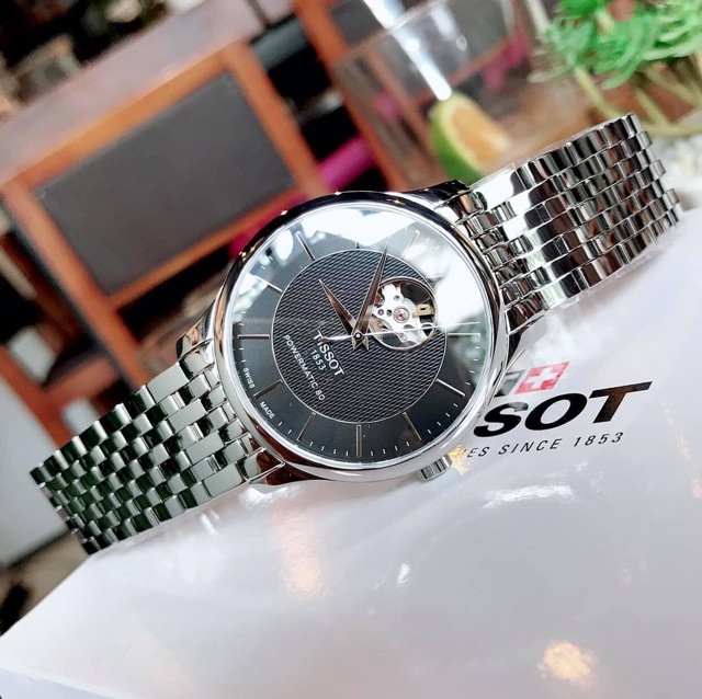 Đồng hồ nam Tissot 1853 Open Heart T063.907.11.058.00 40mm, máy cơ Automatic, lộ cơ góc 12h, kính Sapphire
