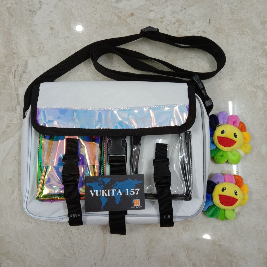 Túi đeo chéo Shoulder bag colkids club hologram phản quang ánh màu (tặng full tag + giấy thơm) (Vukita157)