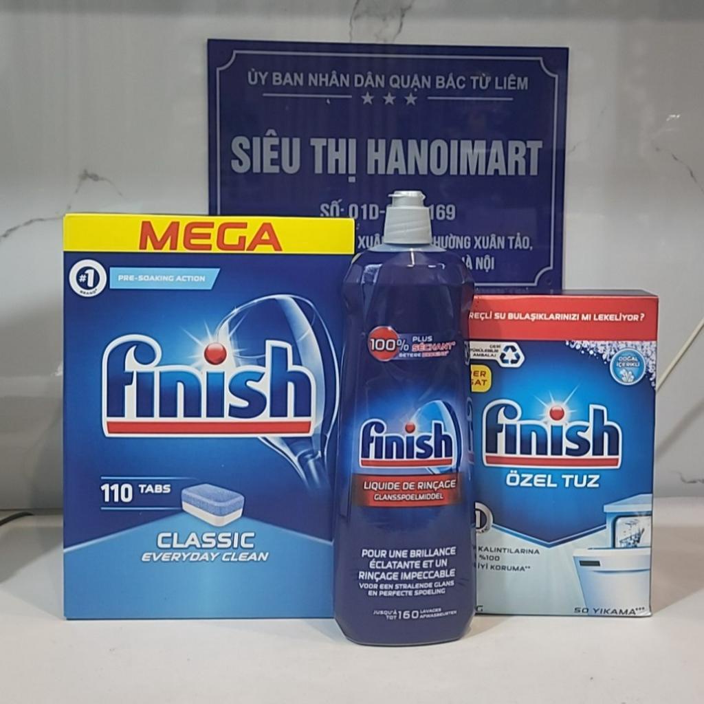 Combo Viên rửa bát finish 110V + Muối rửa bát Finish 1.5kg + nước làm bóng bát Finish 800ml, Combo mối bóng viên finish