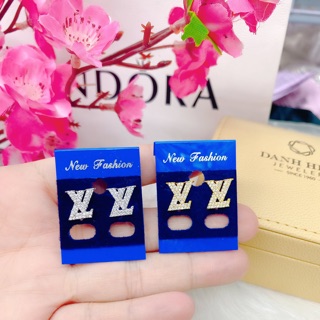 Bông tai Lv mạ vàng + bạch kim