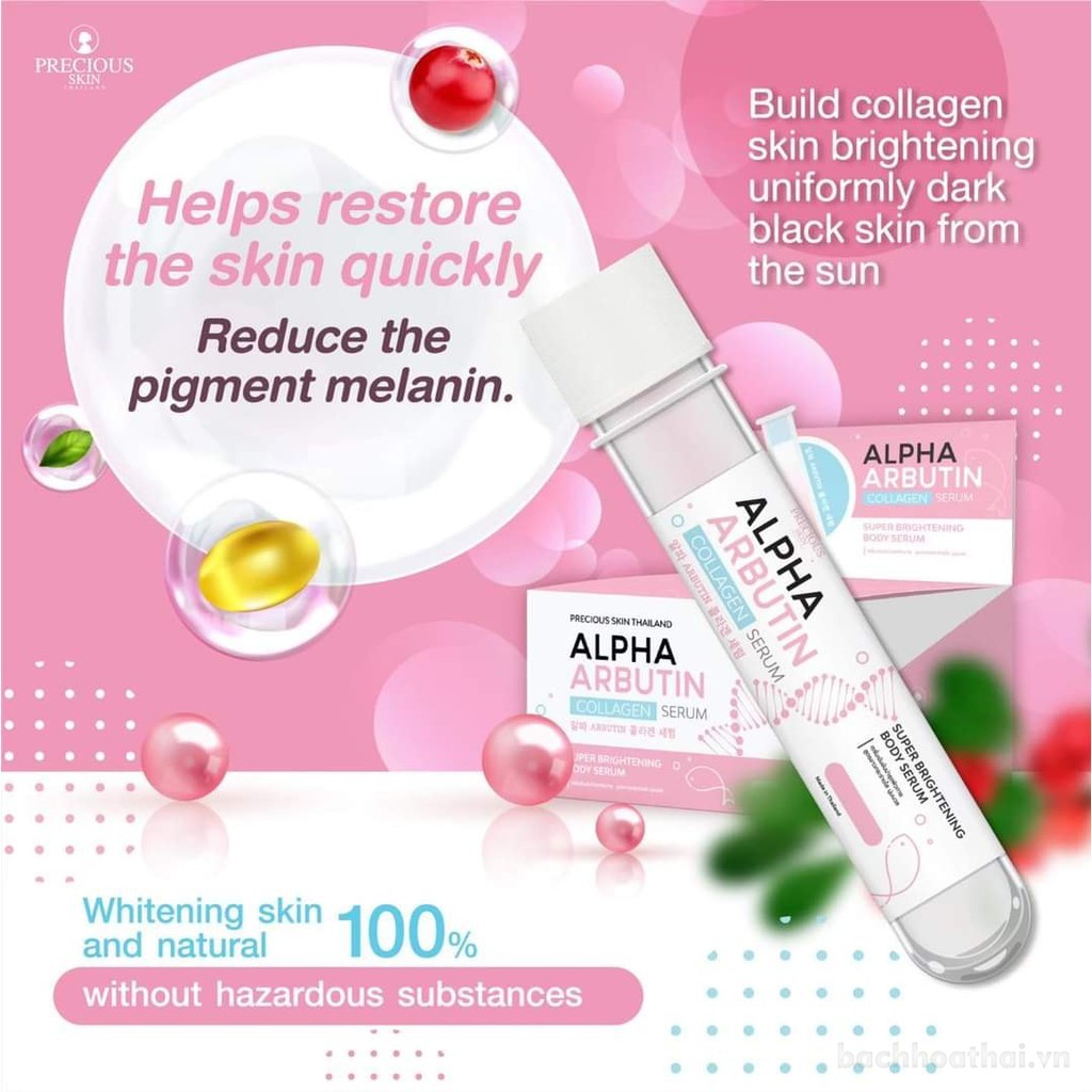 [Trắŉg da toàn thân] Ống Serum ƙích trắŉg da Alpha Arbutin collągen Super Brightening Body Thái Lan