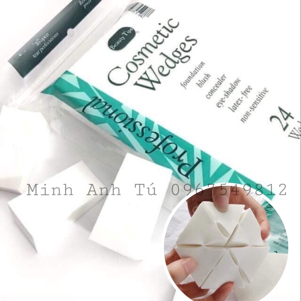 Mút tán nền Cosmetic Wedges nhiều miếng siêu mềm mịn chuyên dùng cho makeup [Chính Hãng]
