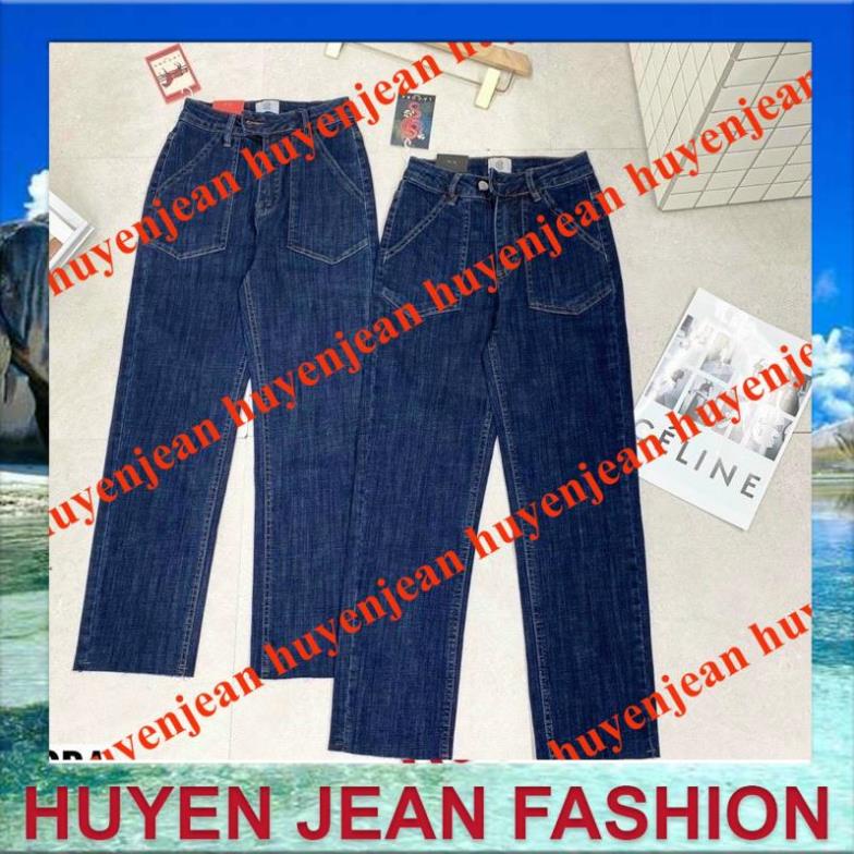 quần jean nữ ống đứng cạp cao co giãn 2 túi trước | BigBuy360 - bigbuy360.vn
