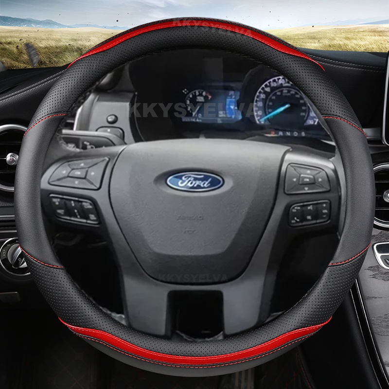 Vỏ Bọc Vô Lăng Bằng Da Sợi Carbon Cho Xe Hơi Ford Fiesta Everest Ranger 38cm