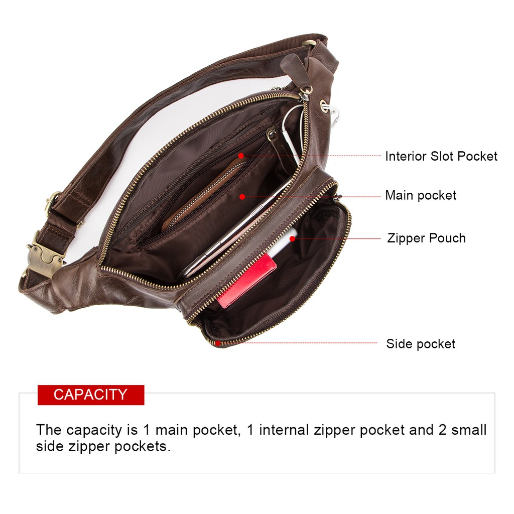 Túi đeo thắt lưng CONTACT’S MB169 bằng da thật cao cấp thời trang cá tính cho nam | BigBuy360 - bigbuy360.vn