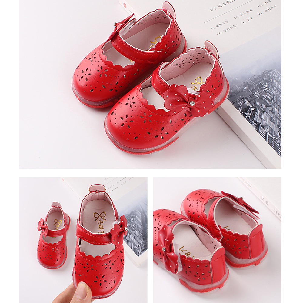 Kid Butterfly Shoe LED Girl Princess Shoes White Red Fashion Casual Baby Shoes Summer Hollow Out 0-4Yrs