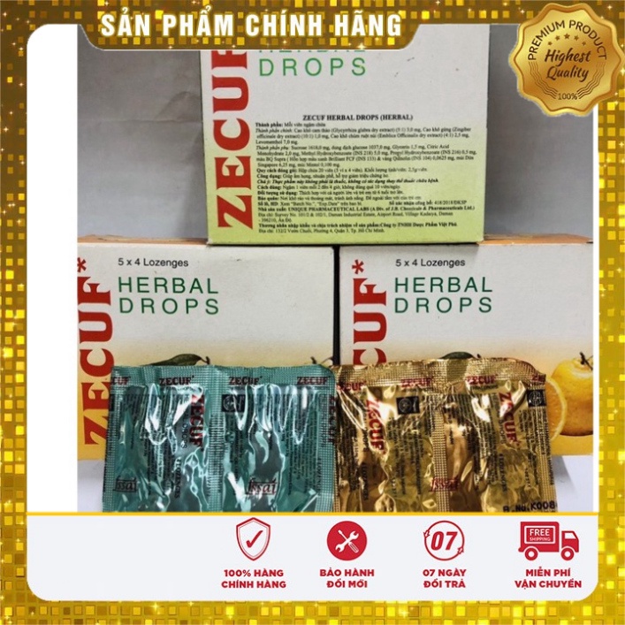 Kẹo ngậm ZECUF giảm ho đau rát cổ họng vỉ 4 viên - Date mới