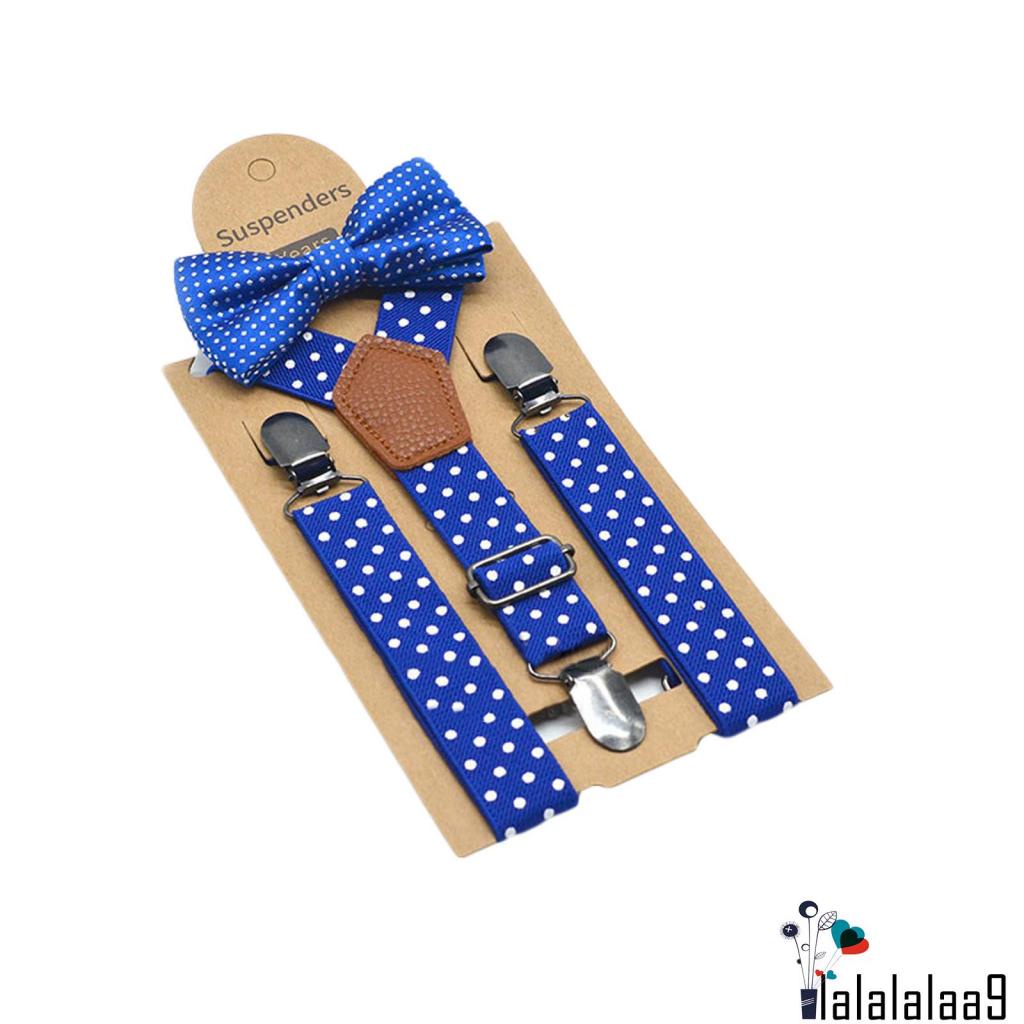 Set Đồ 3 Món Gồm Dây Đai Thắt Nơ Chấm Bi + Dây Đeo + Kẹp Quần Cho Bé Trai
