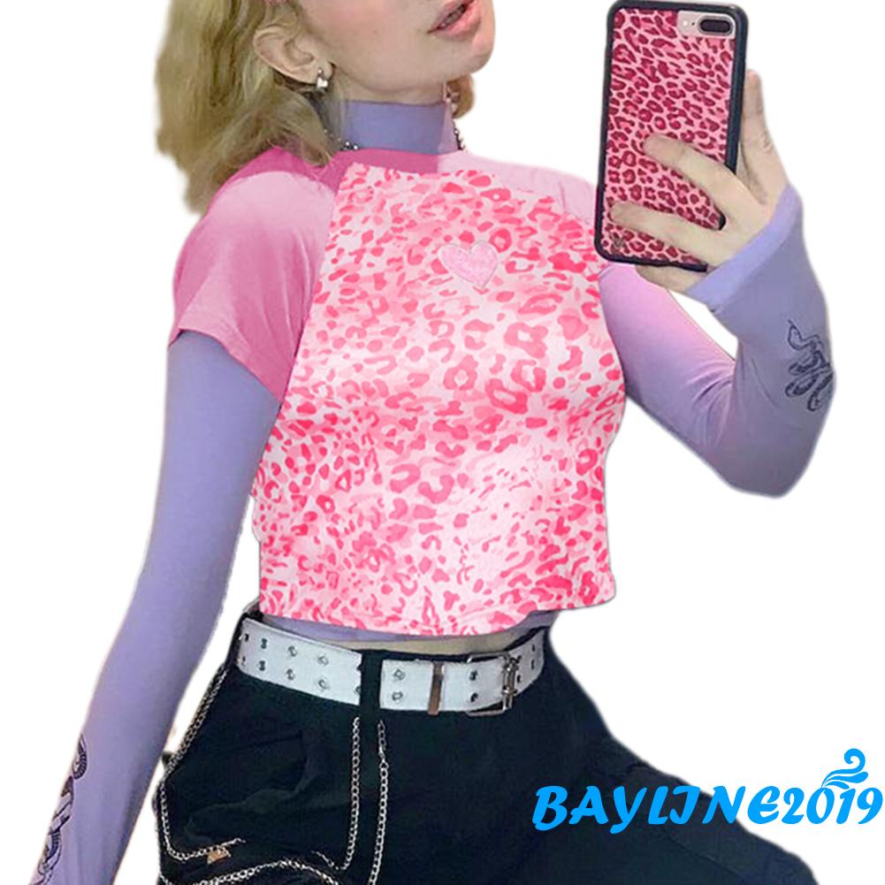 Áo Thun Ngắn Tay Họa Tiết Da Báo Cho Nữ
