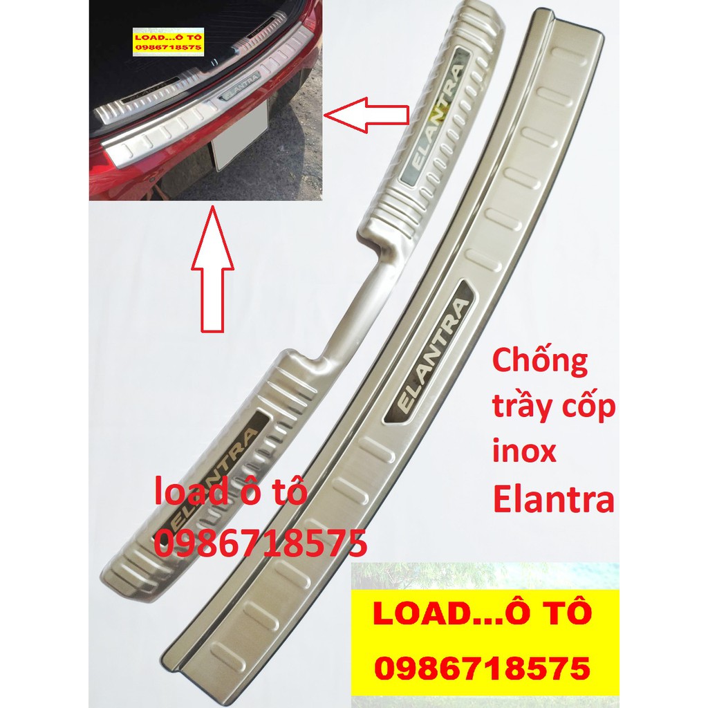 Chống trầy cốp trong và ngoài inox cho xe Hyundai Elantra 2022-2019 Chất Liệu Inox Cao Cấp Sẵn Keo Dán 3M