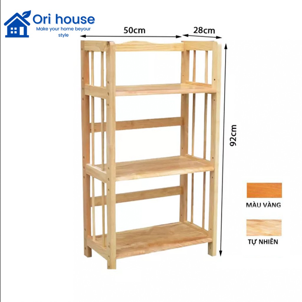 Kệ sách 3 tầng gỗ cao su ngang 50 cm đa năng - hàng lắp ráp - Ori House